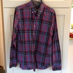 J Crew mens shirt, size Medium, blue purple plaid
